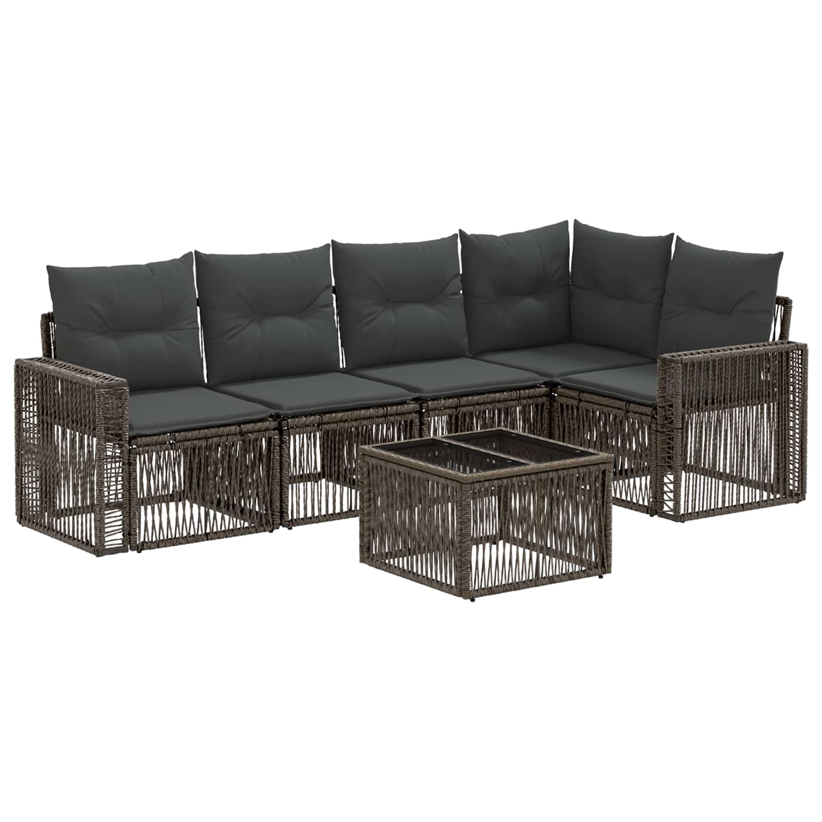 Sjedeća garnitura za vrt 6 pcs Siva i tamno siva poliratan