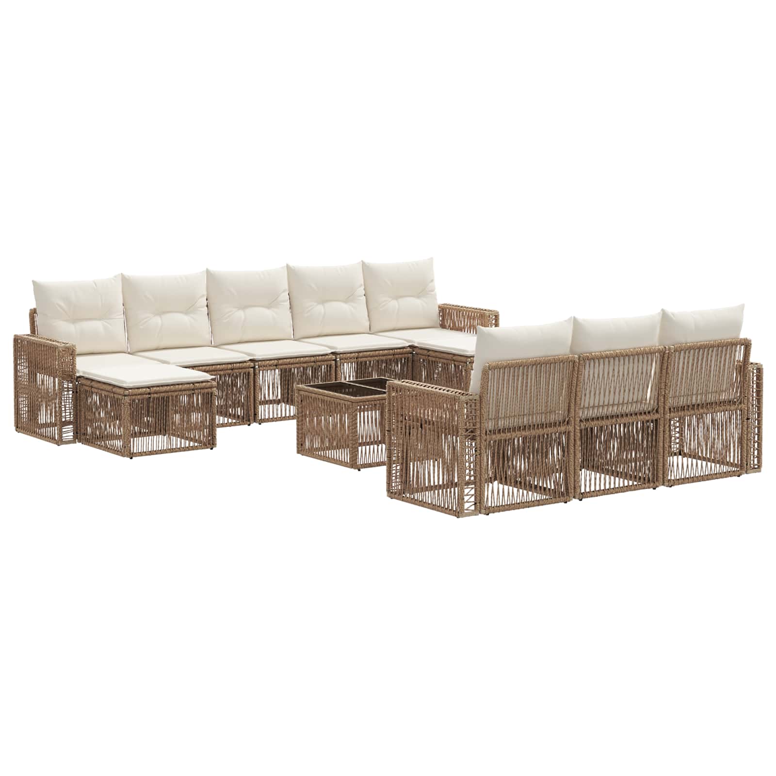 Sjedeća garnitura za vrt 11 pcs Bež i krem bijela poliratan