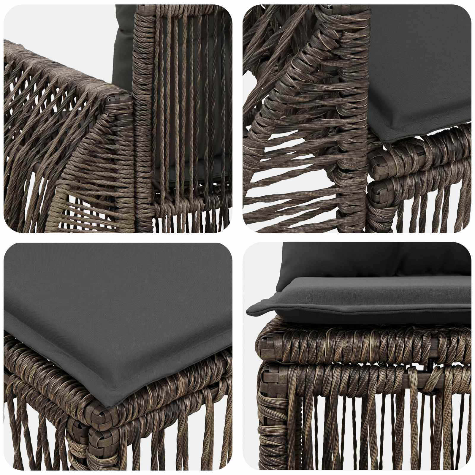 Sjedeća garnitura za vrt 4 pcs Siva i tamno siva poliratan