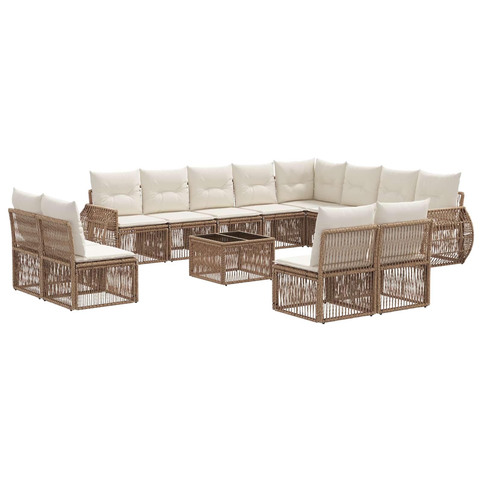 Sjedeća garnitura za vrt 13 pcs Bež i krem bijela poliratan