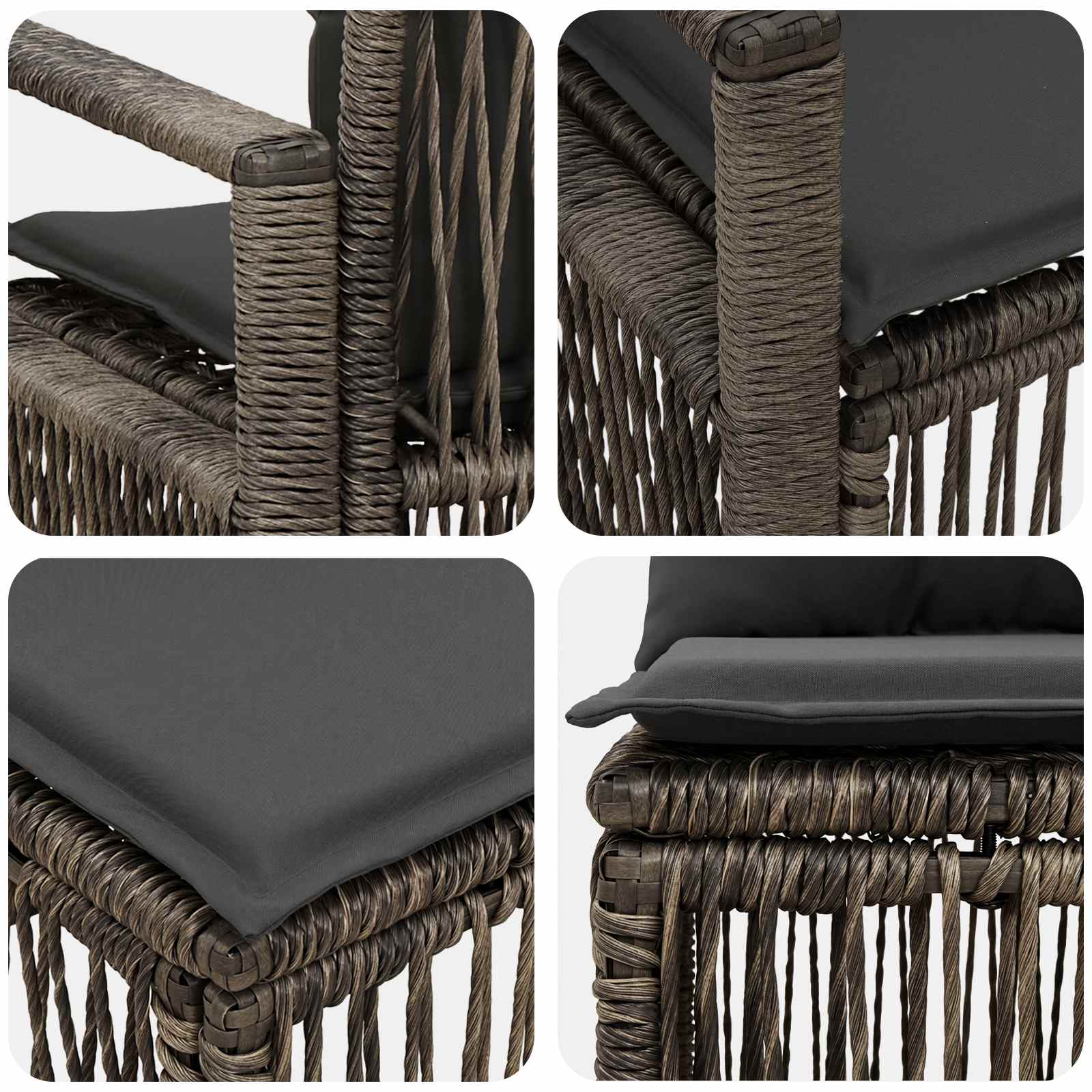 Sjedeća garnitura za vrt 3 pcs Siva poliratan