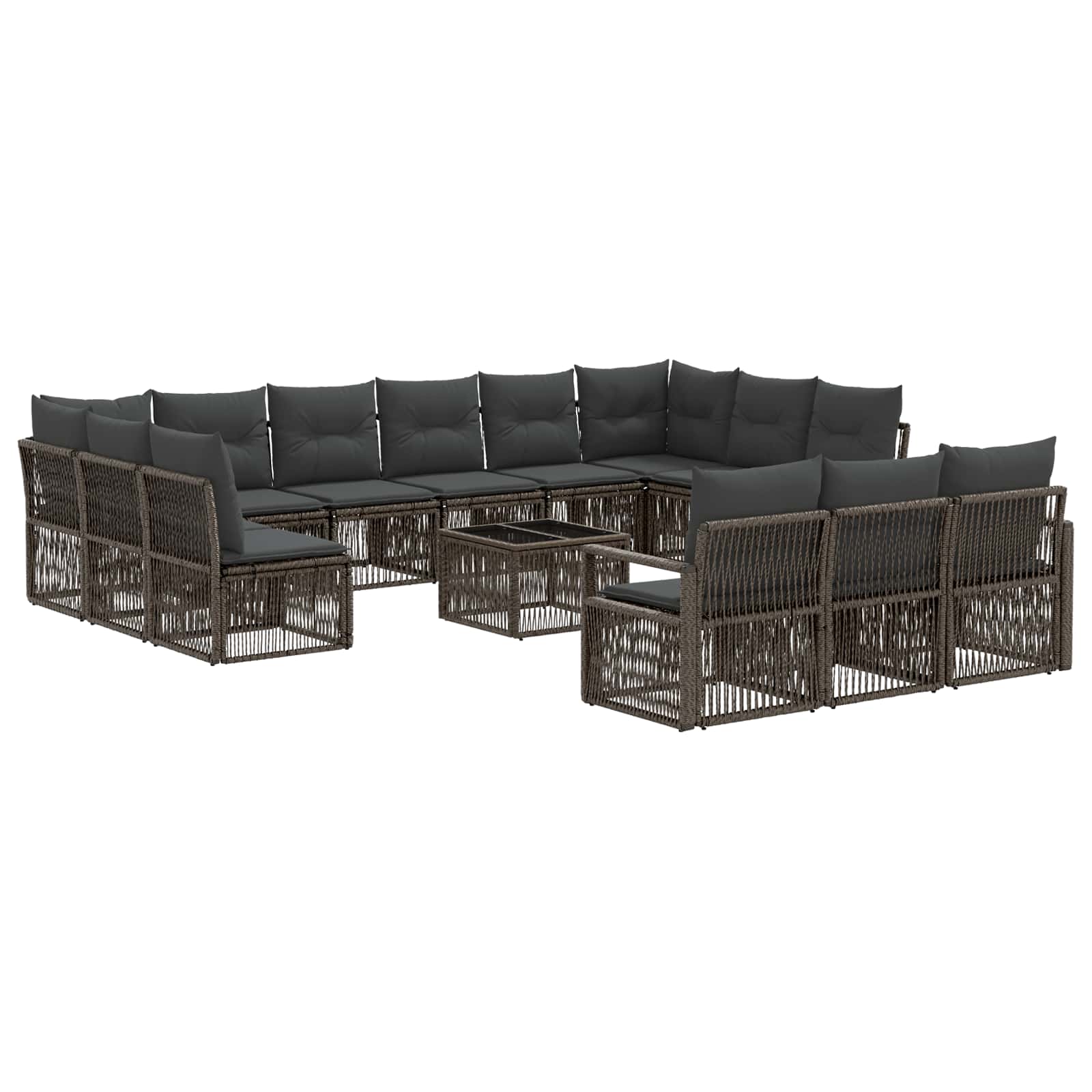 Sjedeća garnitura za vrt 14 pcs Siva poliratan