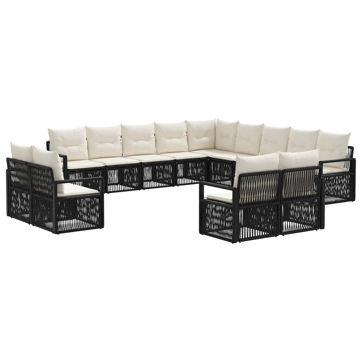 Sjedeća garnitura za vrt 13 kom. Crna poliratan 61 x 62 x 70 cm