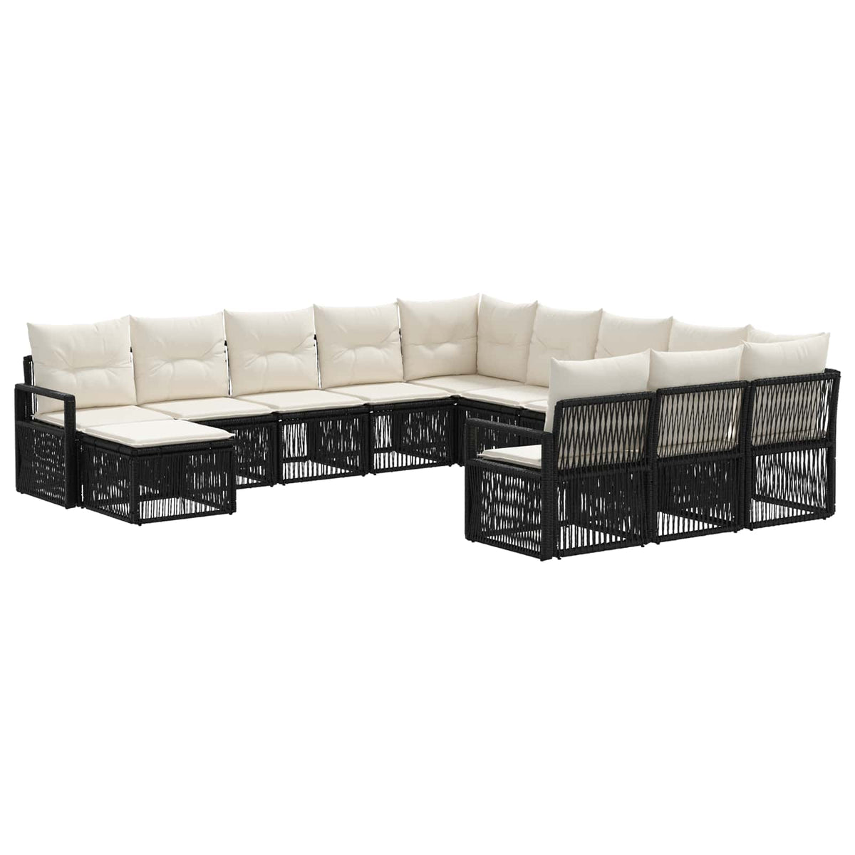 Sjedeća garnitura za vrt 12 kom. Crna poliratan 61 x 62 x 70 cm