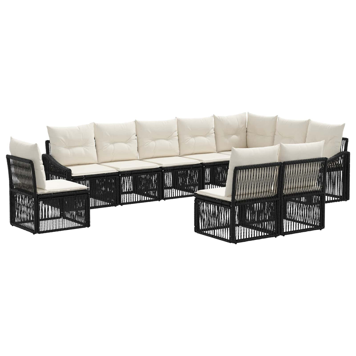 Sjedeća garnitura za vrt 10 kom. Crna poliratan 62 x 62 x 70 cm