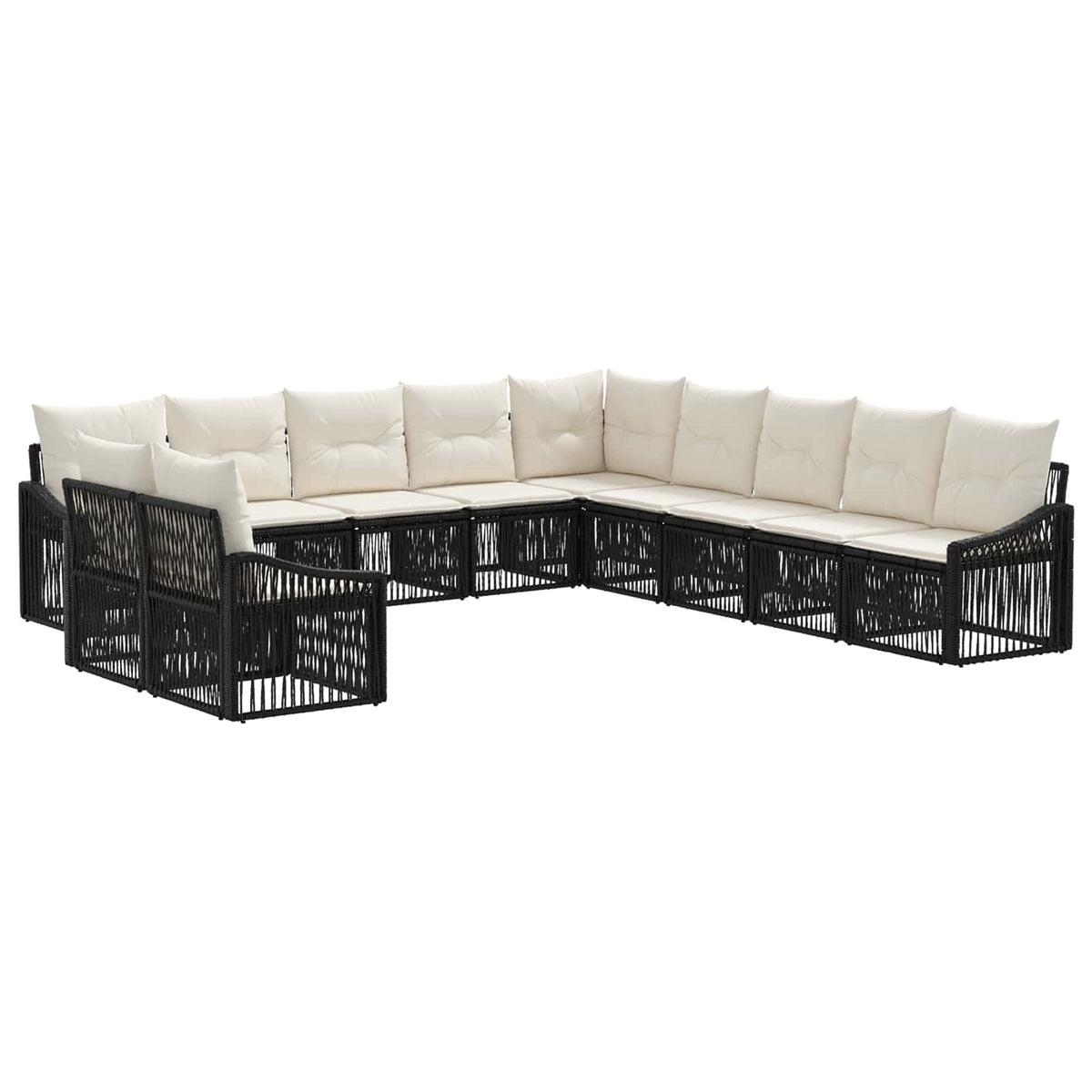 Sjedeća garnitura za vrt 11 kom. Crna poliratan 62 x 62 x 70 cm