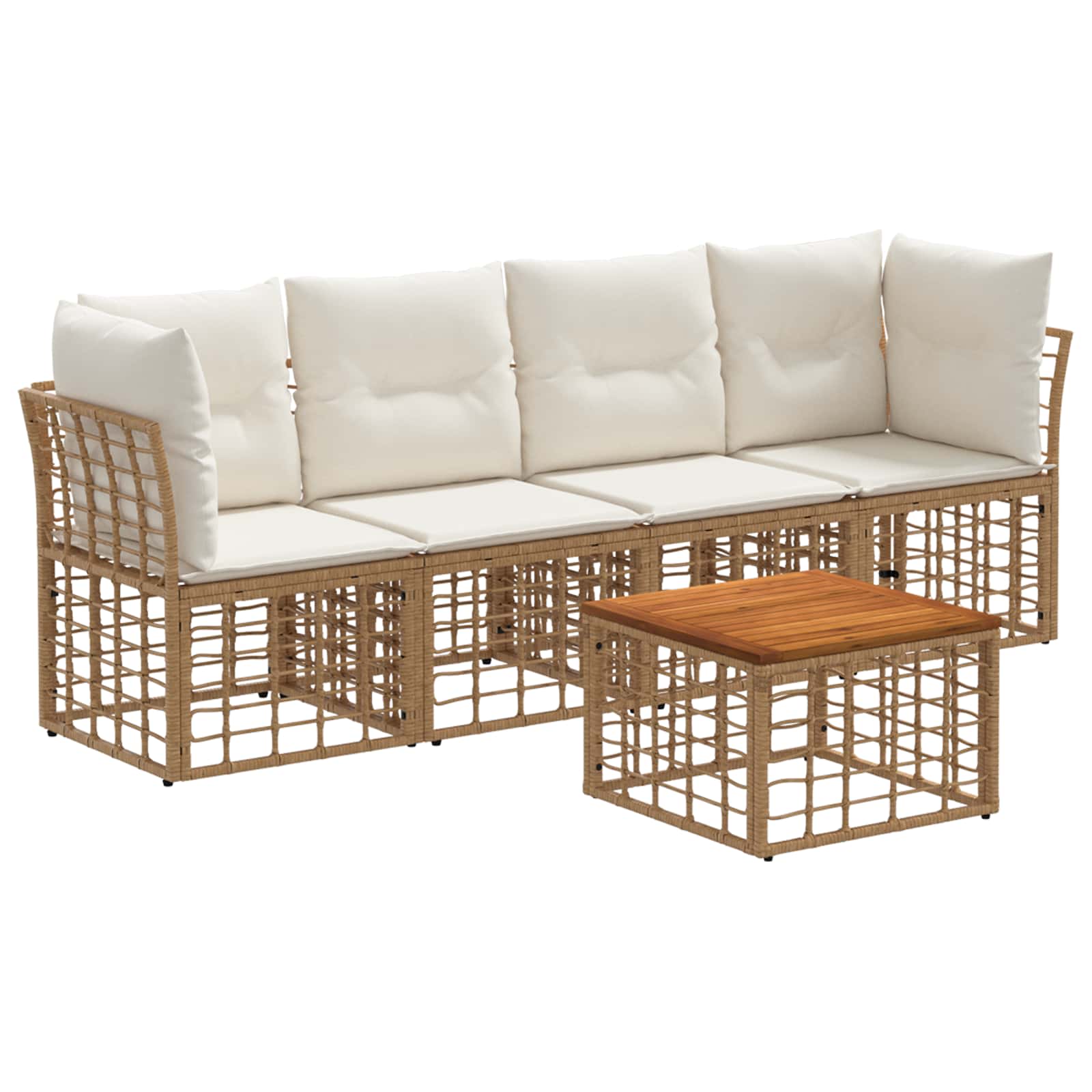 Set vanjskih sofa 5 pcs Prirodna i krema bijela Poliester