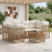 Set vanjskih sofa 7 kom. Prirodna i krema bijela poliratan