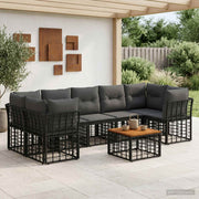 Set vanjskih sofa 8 kom. Crna i tamno siva poliratan