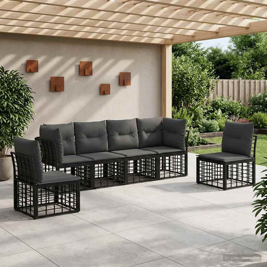 Set vanjskih sofa Crna Poliester