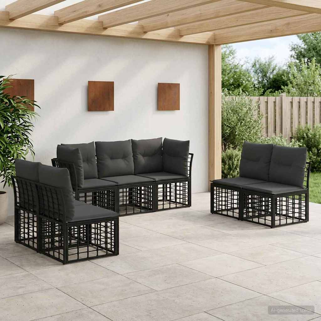 Set vanjskih sofa Crna Poliester