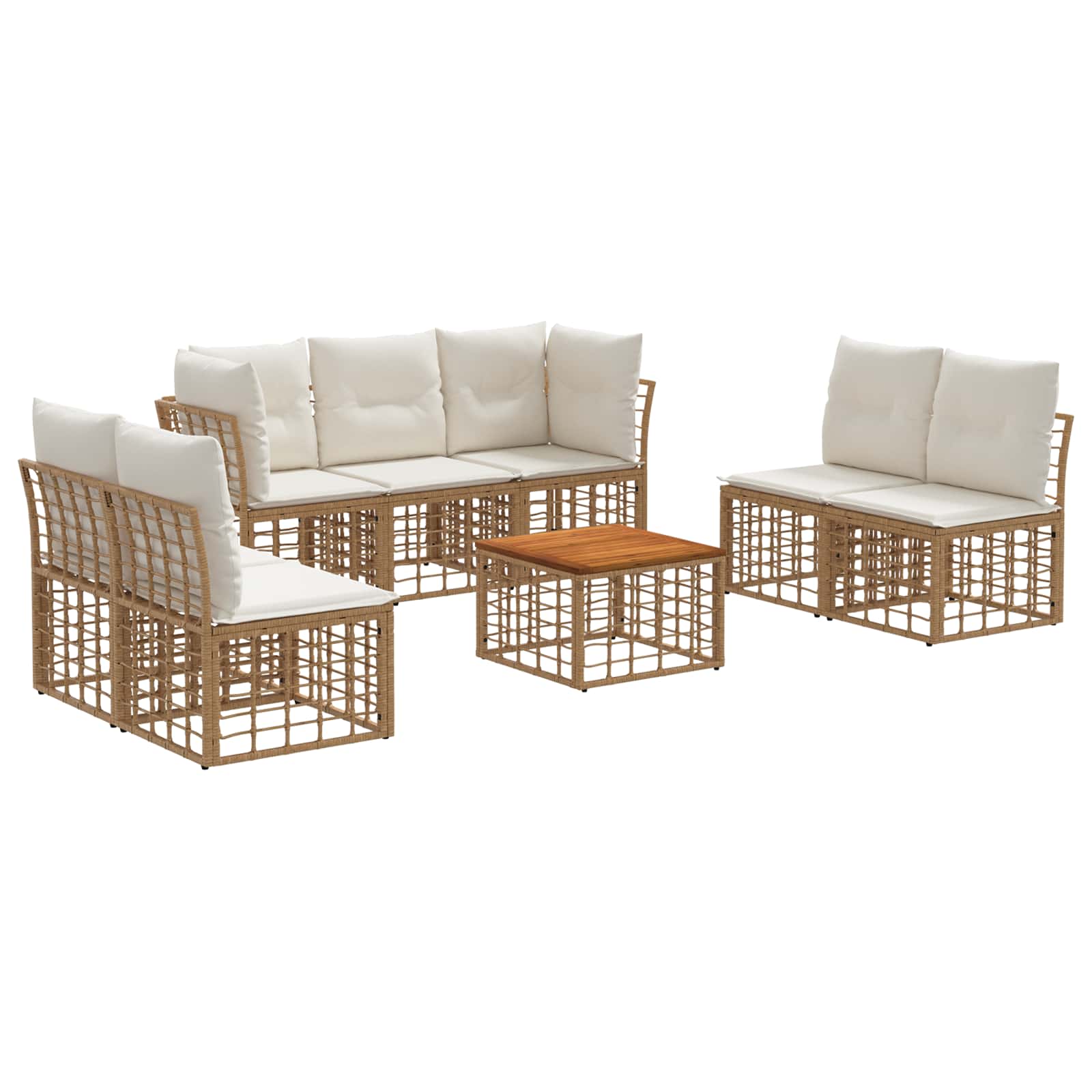 Set vanjskih sofa 8 pcs Prirodna i krema bijela Poliester
