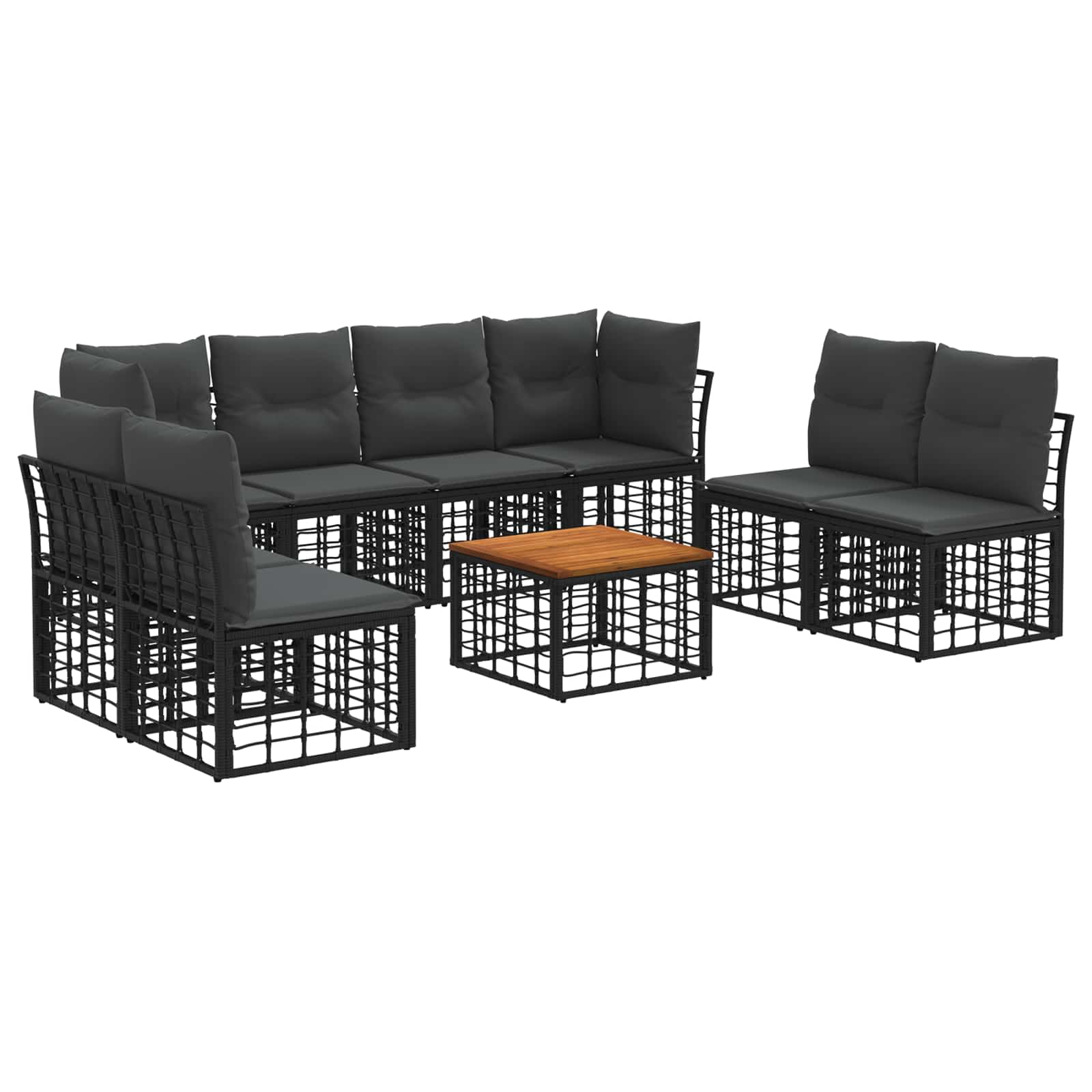 Set vanjskih sofa 9 pcs Crna i tamno siva Poliester