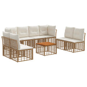 Set vanjskih sofa 9 pcs Prirodna i krema bijela Poliester