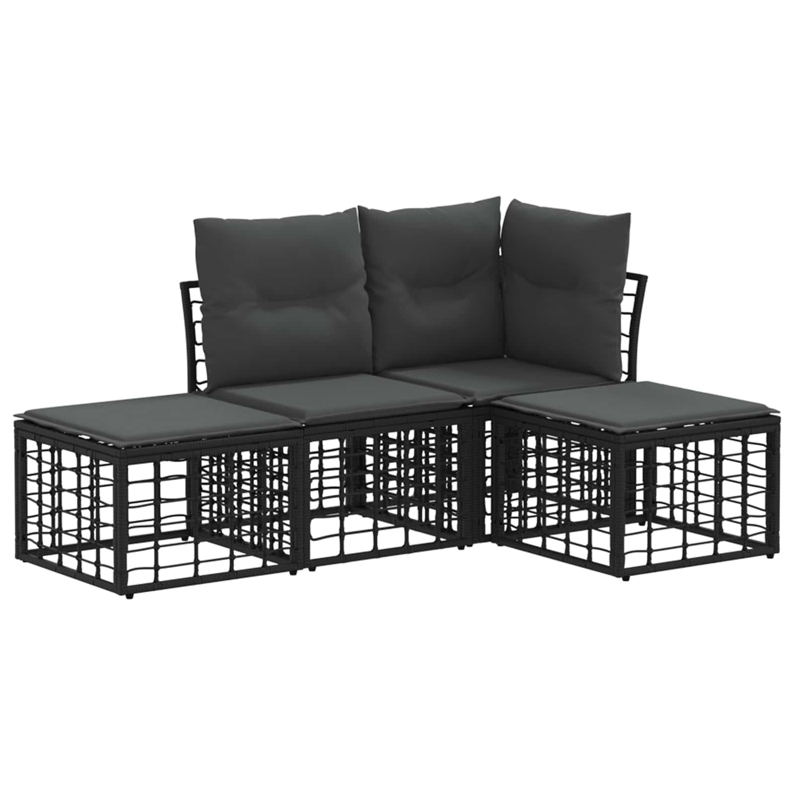 Set vanjskih sofa Crna Poliester