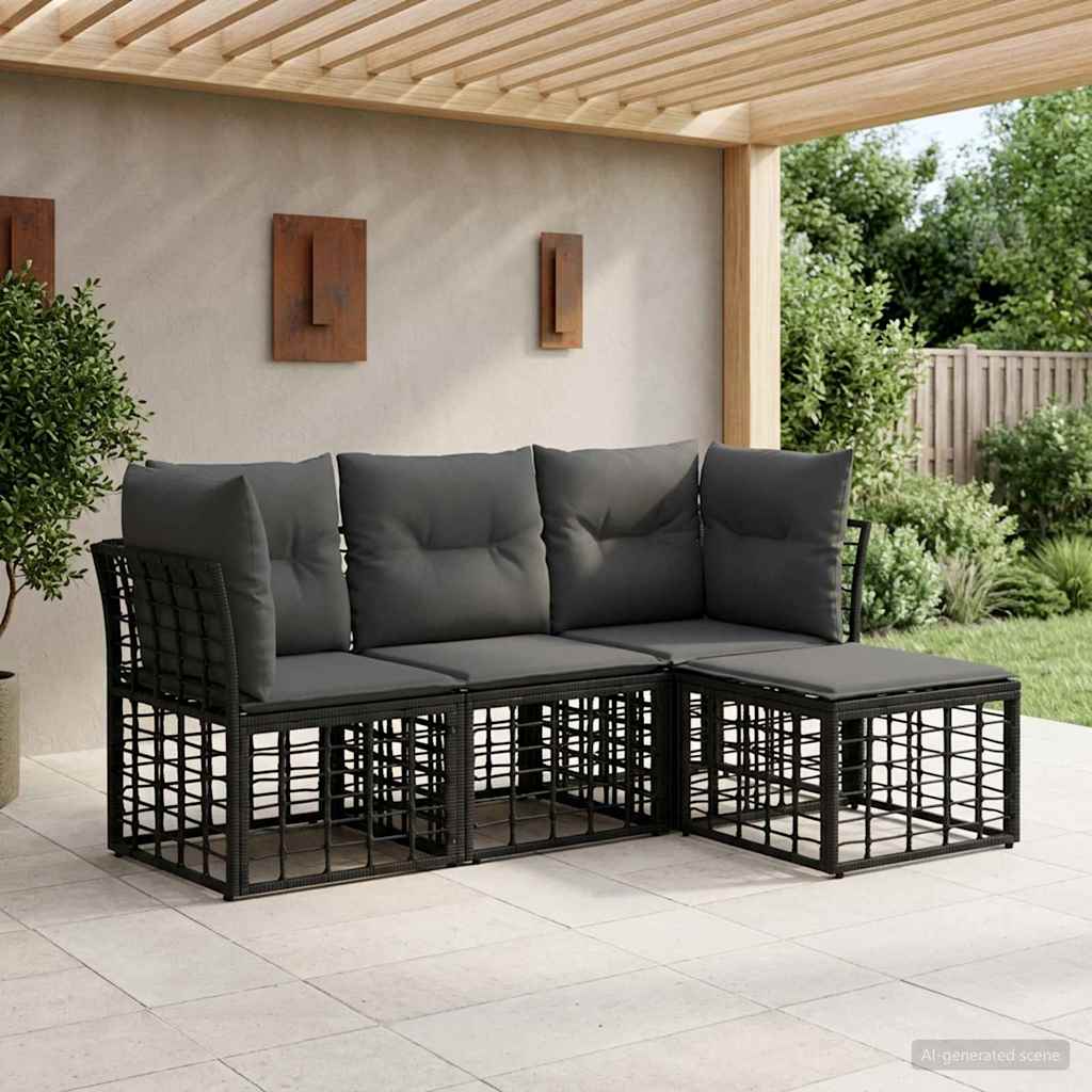 Set vanjskih sofa Crna Poliester