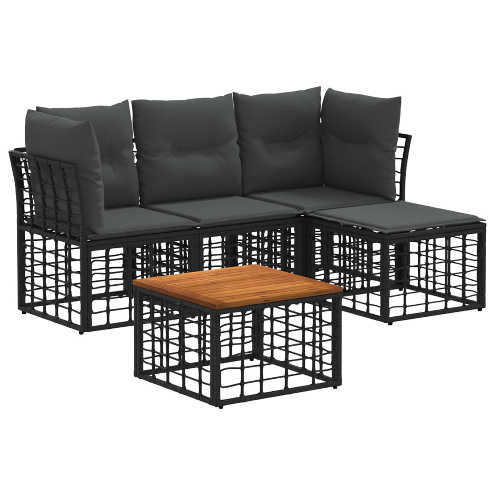 Set vanjskih sofa 5 pcs Crna i tamno siva Poliester