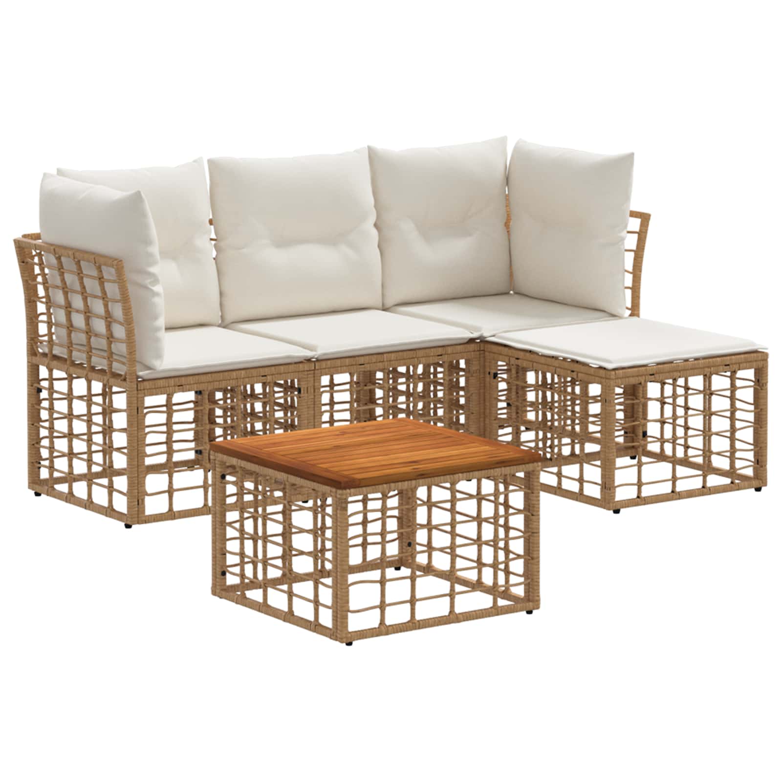 Set vanjskih sofa 5 pcs Prirodna i krema bijela Poliester