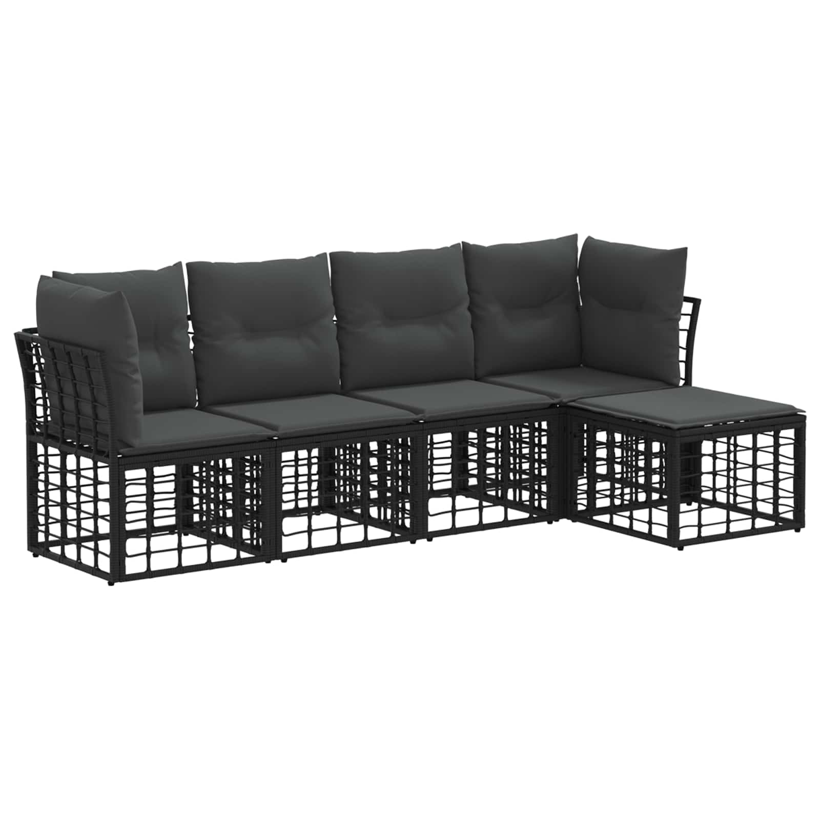 Set vanjskih sofa Crna Poliester