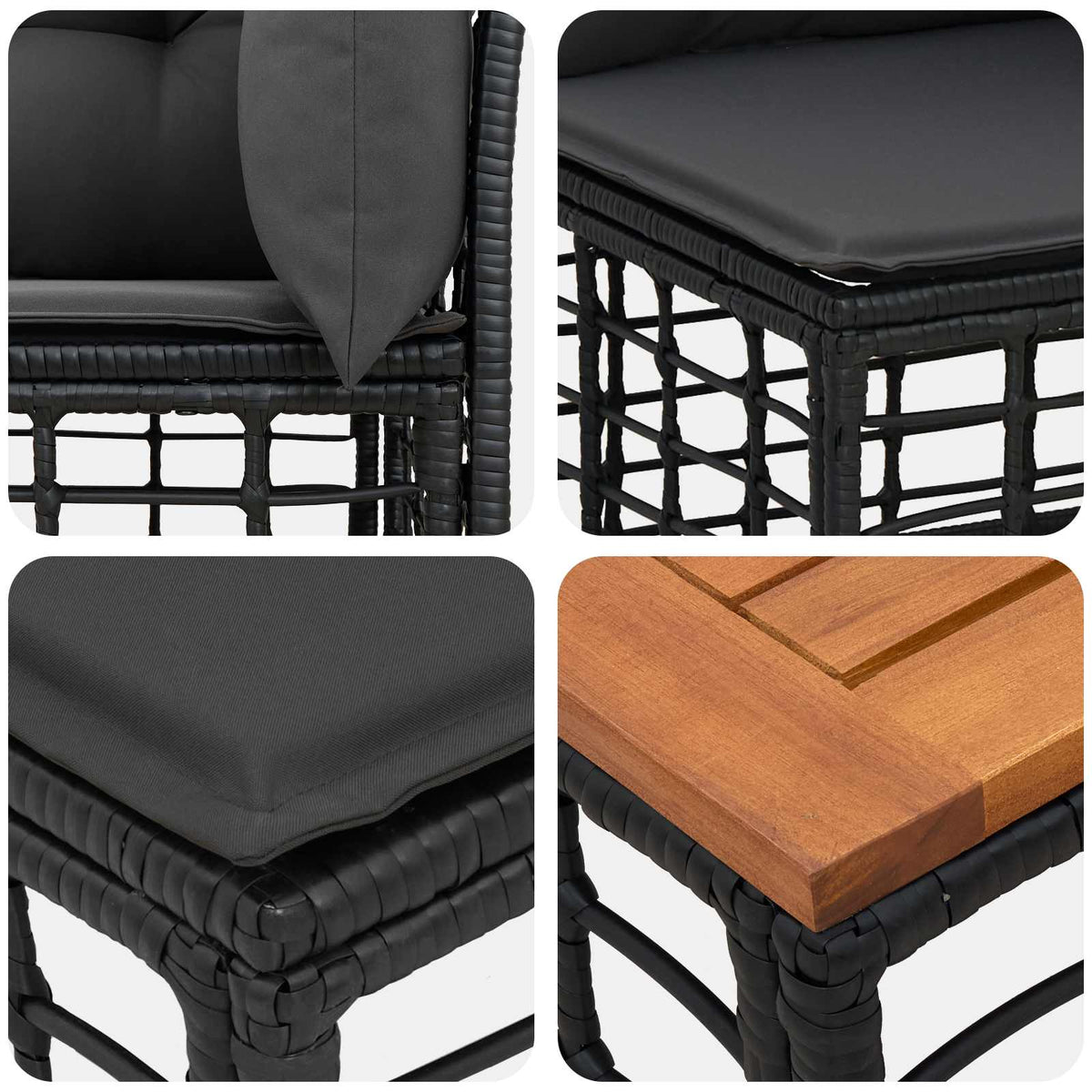 Set vanjskih sofa 6 kom. Crna i tamno siva Poliester