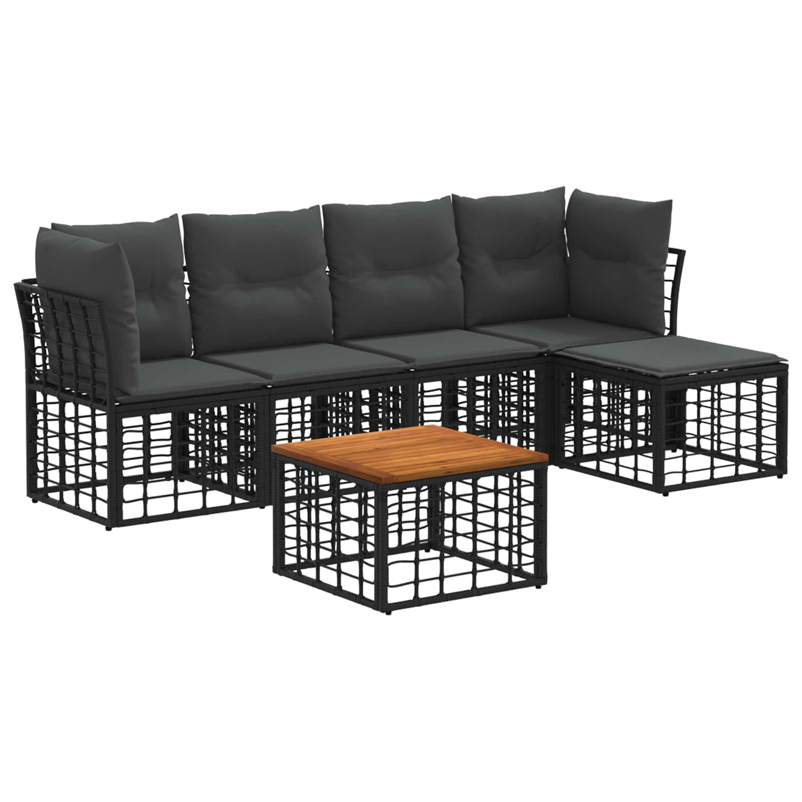 Set vanjskih sofa 6 pcs Crna i tamno siva Poliester
