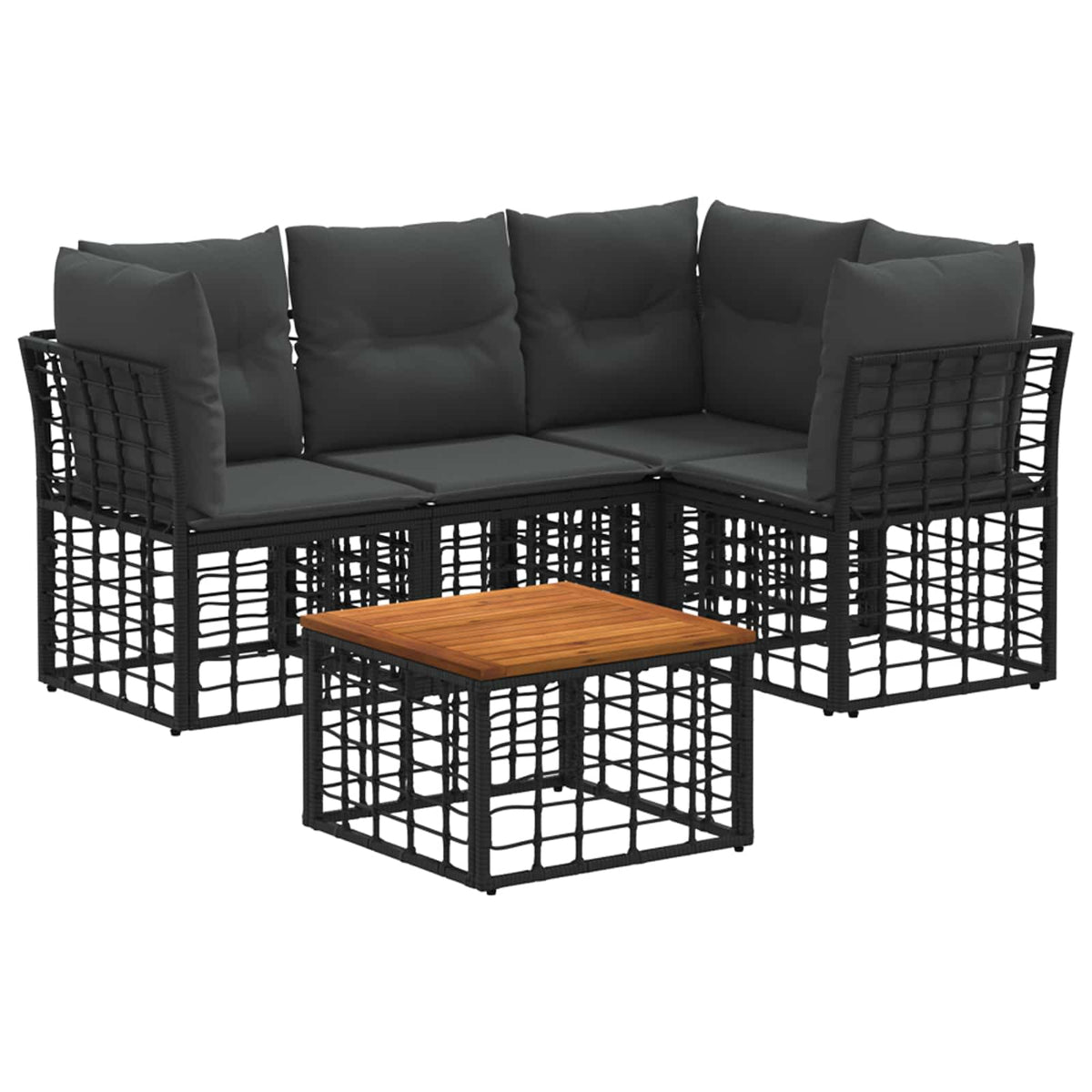 Set vanjskih sofa 5 kom. Crna i tamno siva Poliester