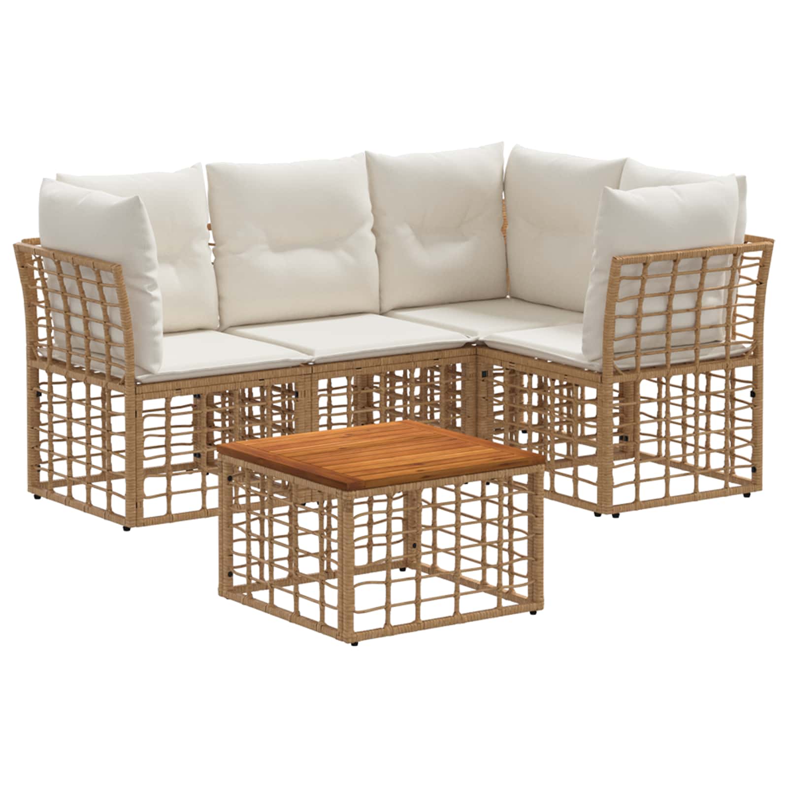 Set vanjskih sofa 5 pcs Prirodna i krema bijela Poliester