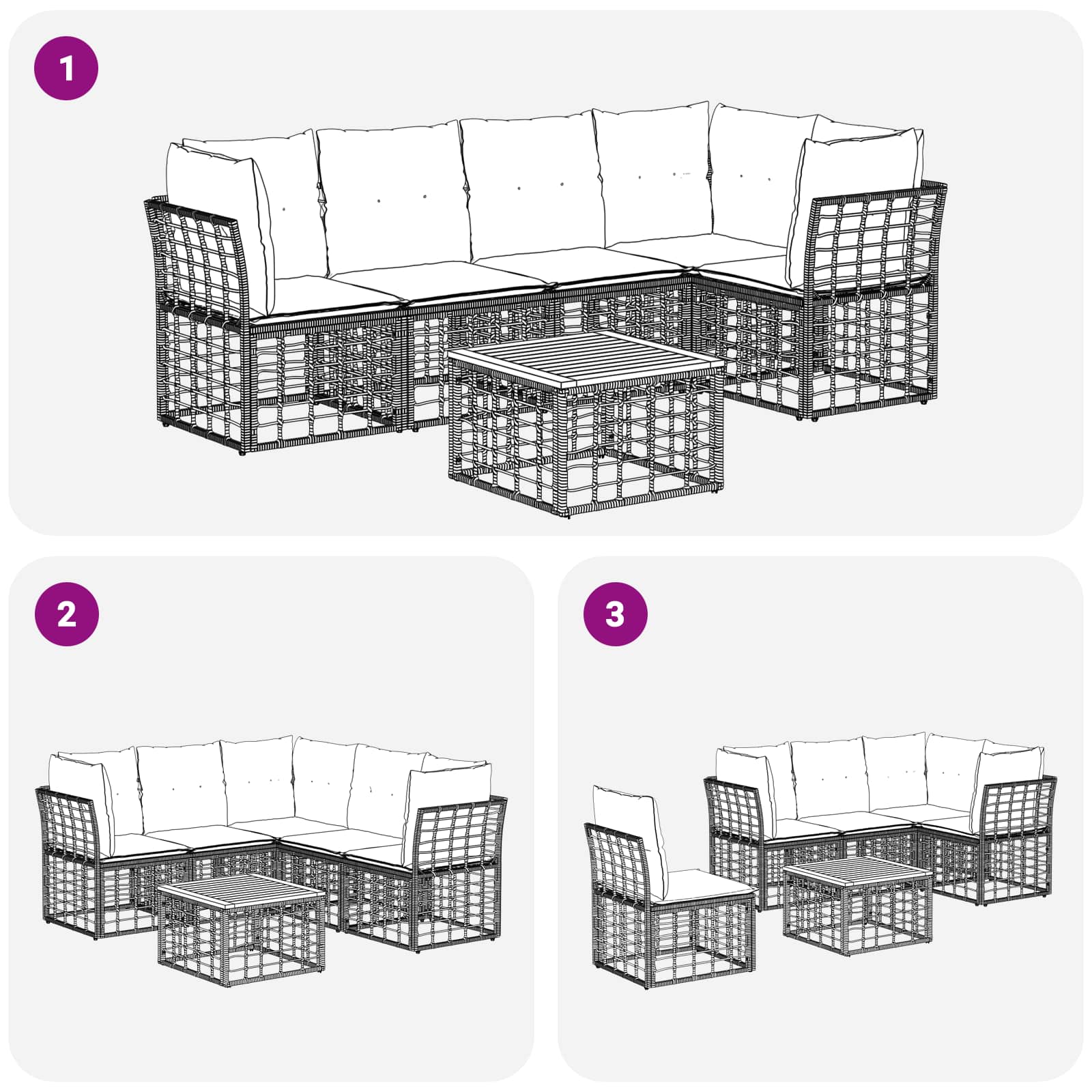 Set vanjskih sofa 6 pcs Prirodna i krema bijela Poliester