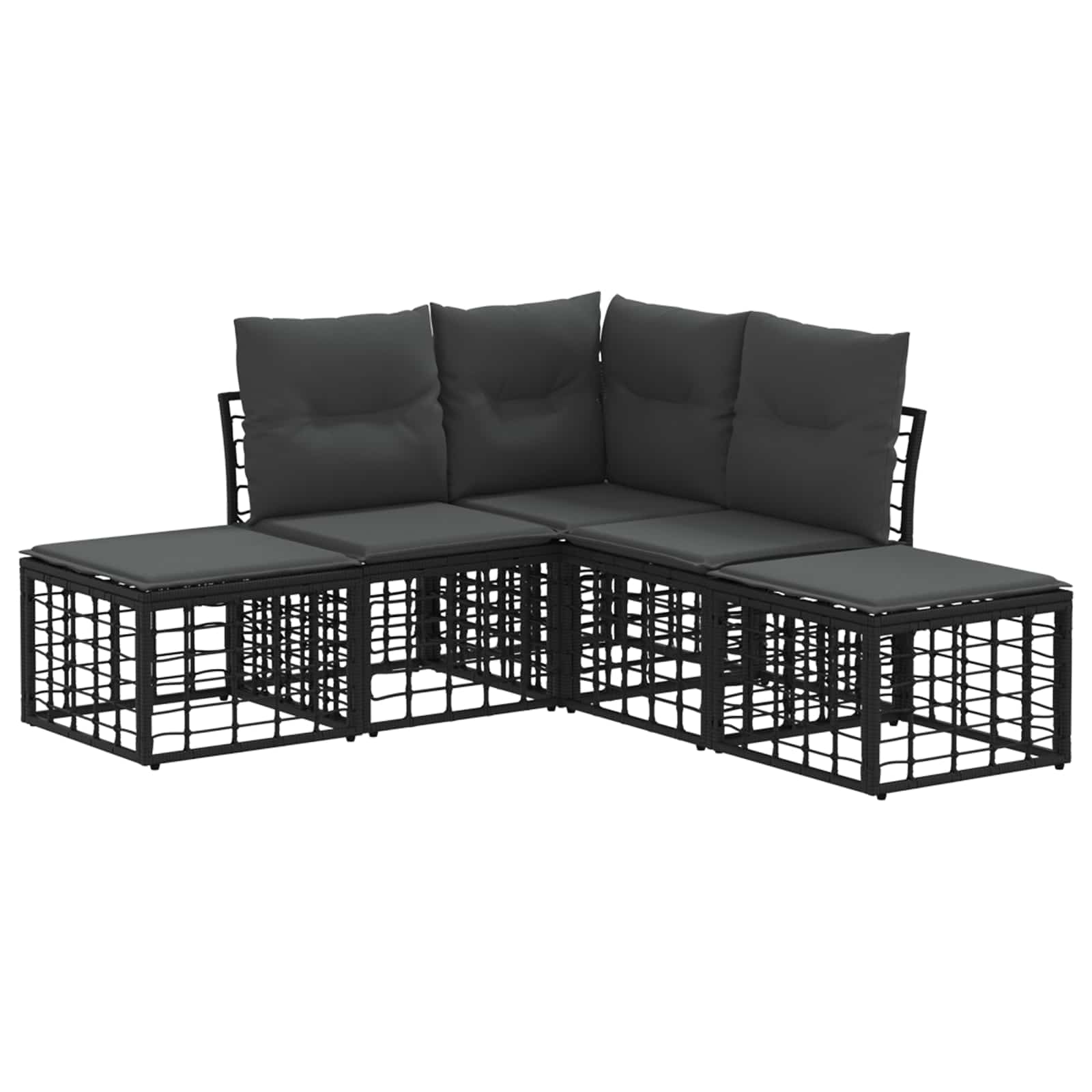 Set vanjskih sofa Crna Poliester