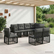Set vanjskih sofa Crna Poliester