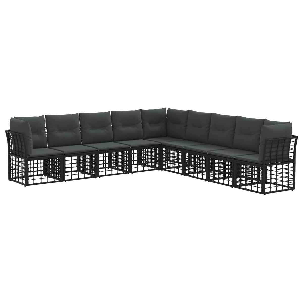 Set vanjskih sofa Crna Poliester