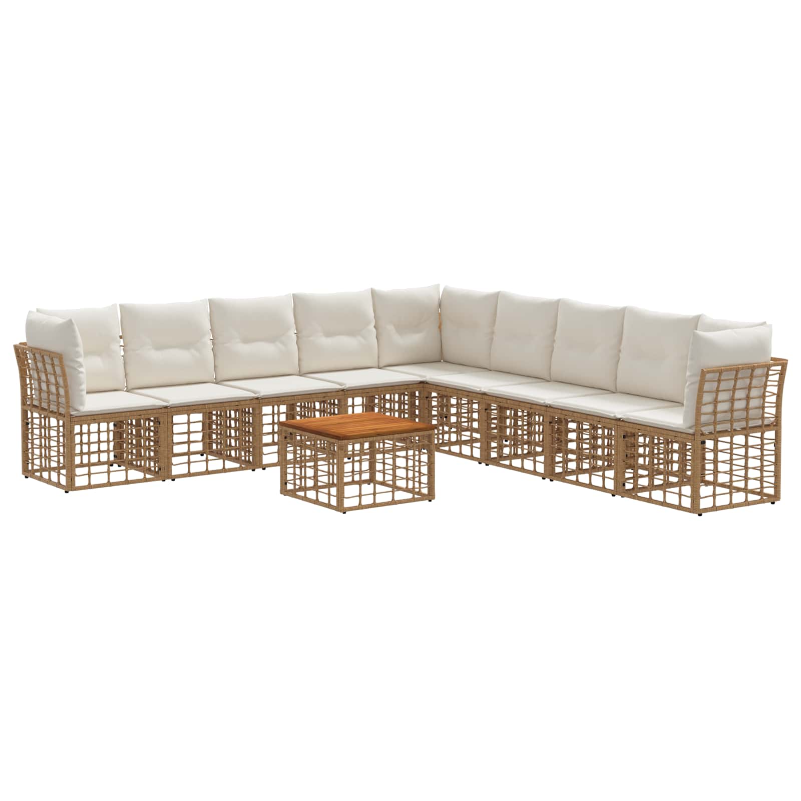 Set vanjskih sofa 10 pcs Prirodna i krema bijela Poliester