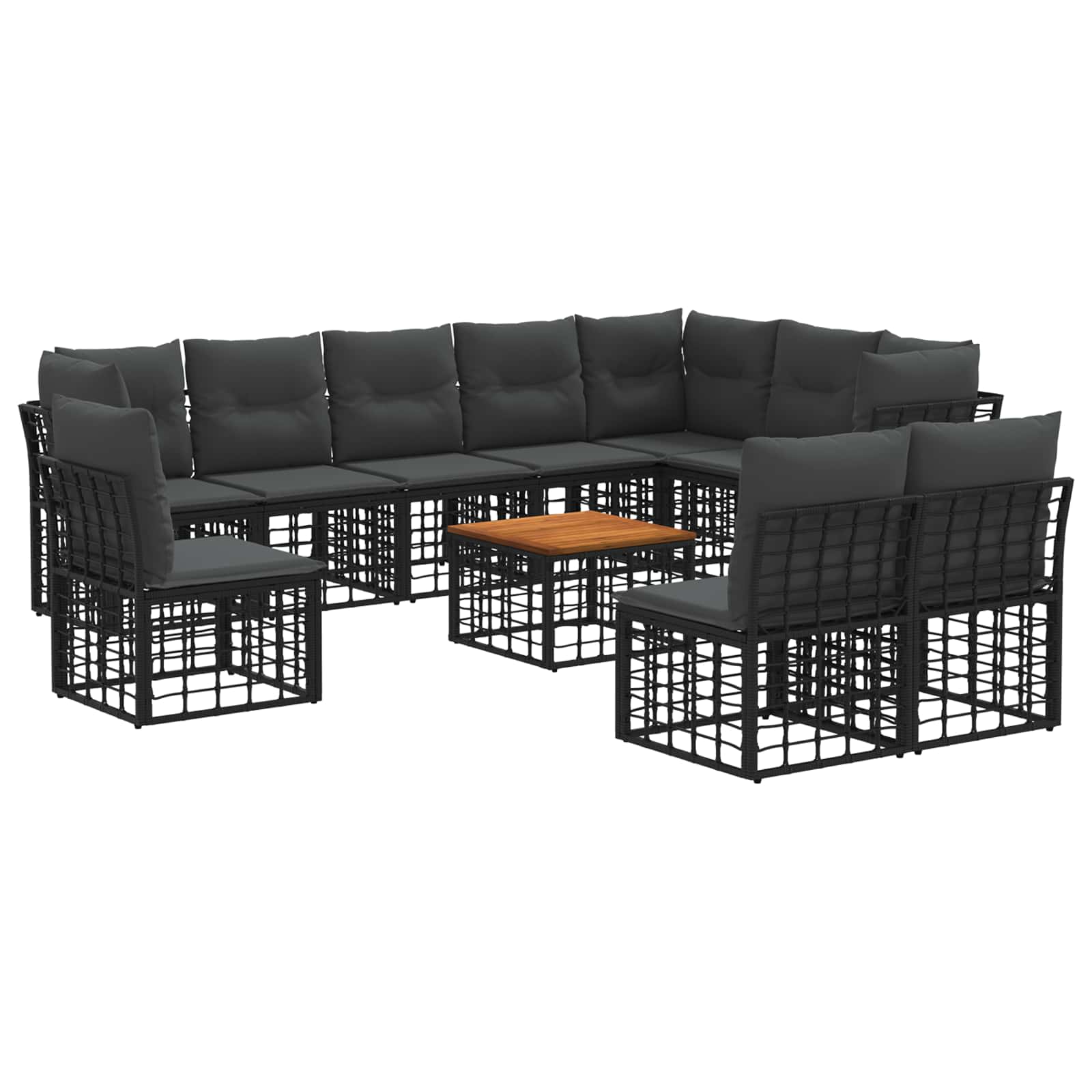 Set vanjskih sofa 11 pcs Crna i tamno siva Poliester