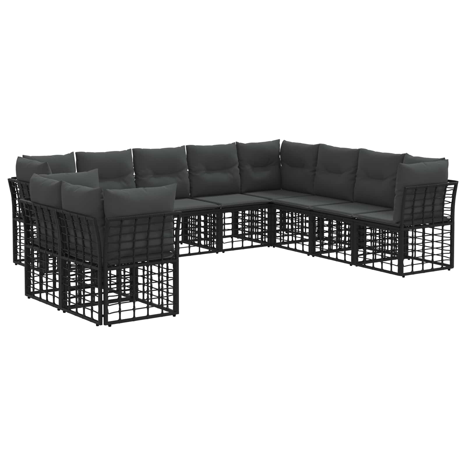 Set vanjskih sofa Crna Poliester