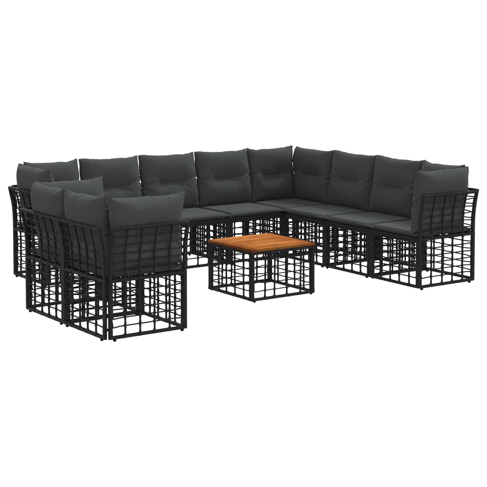 Set vanjskih sofa 11 pcs Crna i tamno siva Poliester
