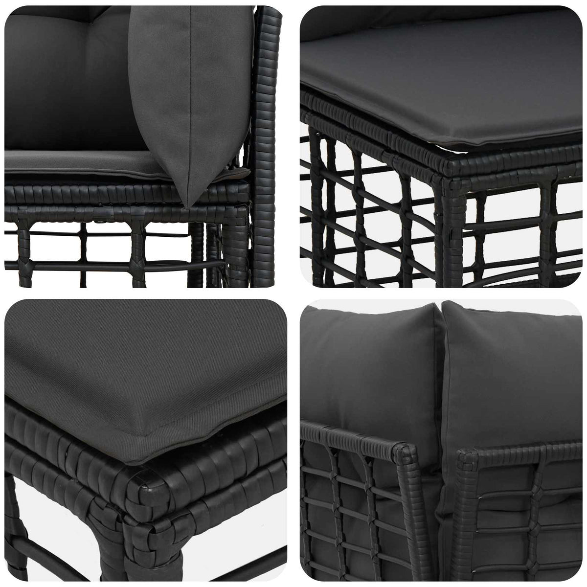 Set vanjskih sofa Crna Poliester