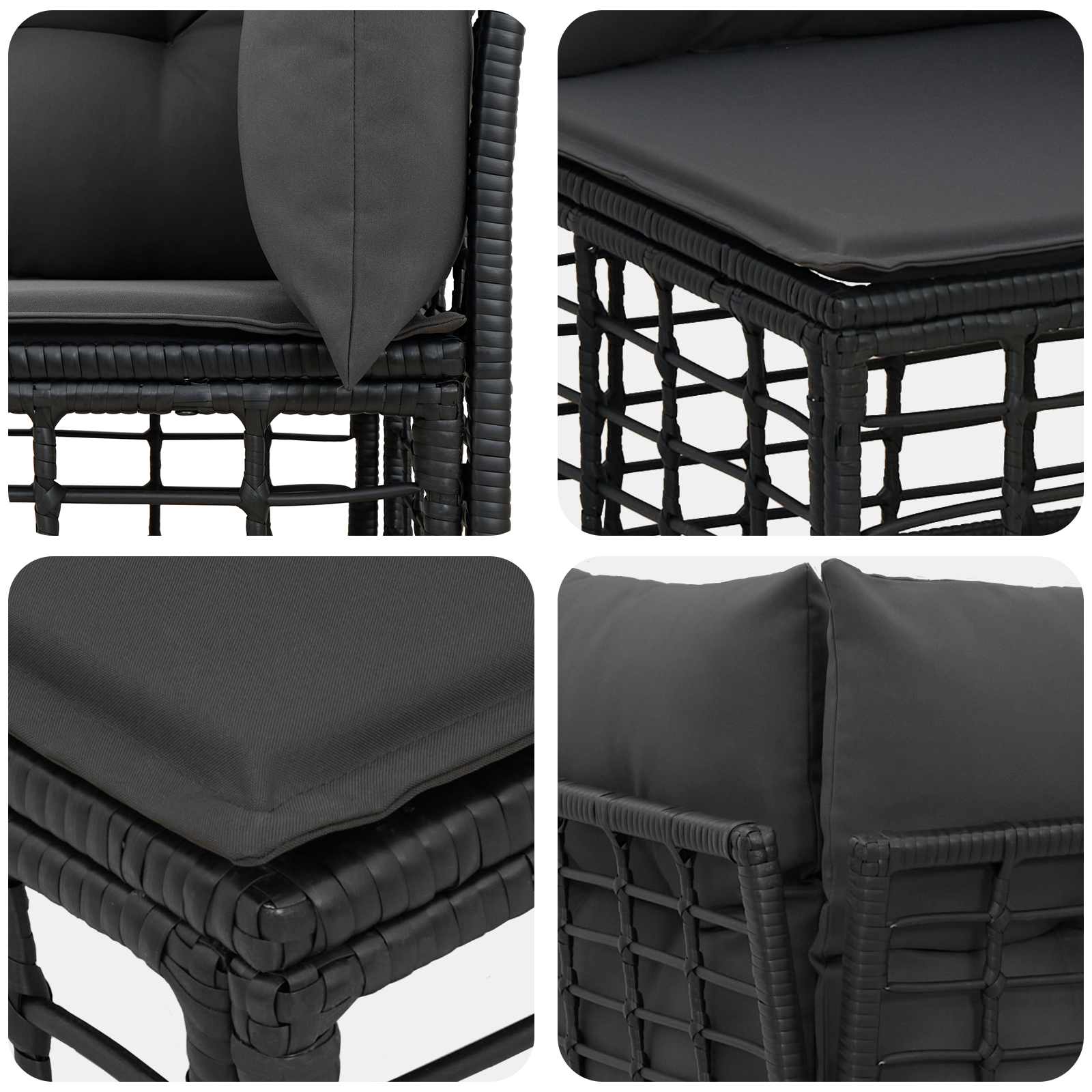 Set vanjskih sofa s jastukom 7 pcs Crna Poliester