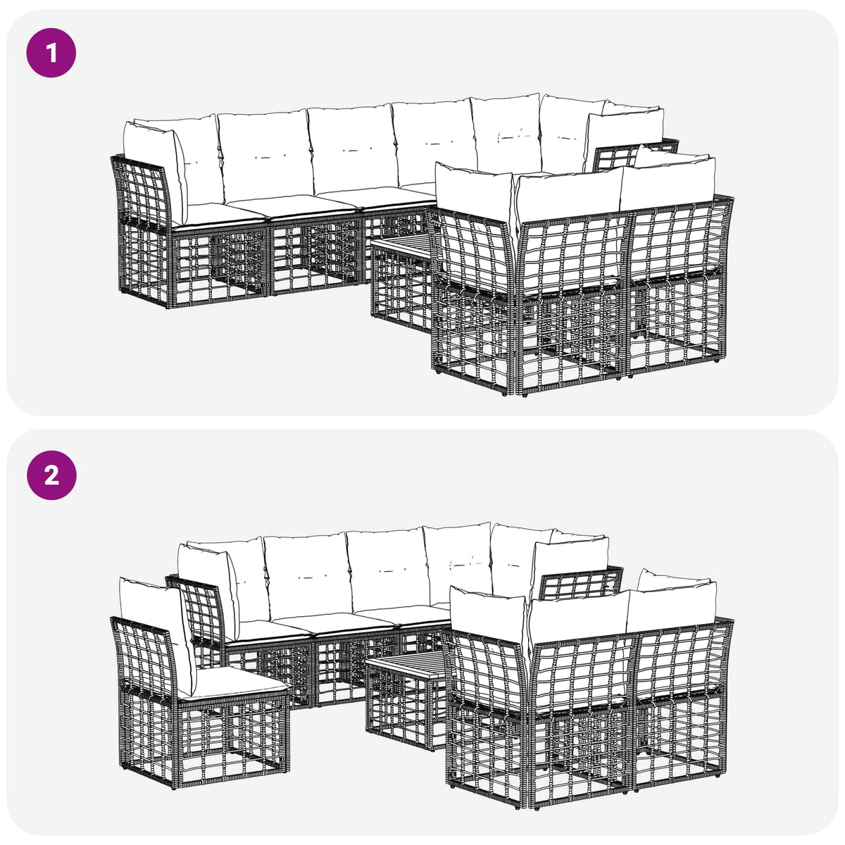 Set vanjskih sofa 9 kom. Prirodna i krema bijela Poliester