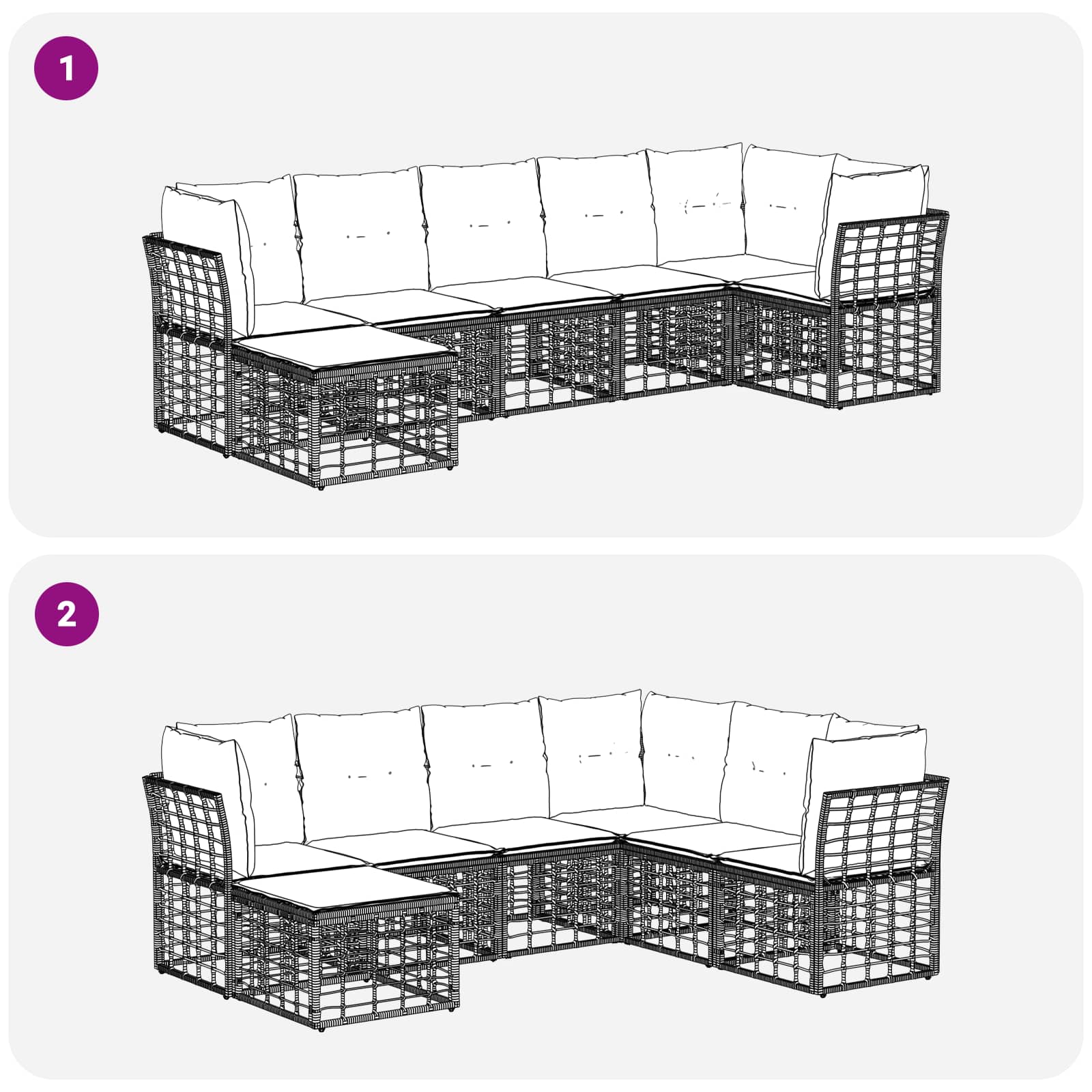 Set vanjskih sofa Crna Poliester