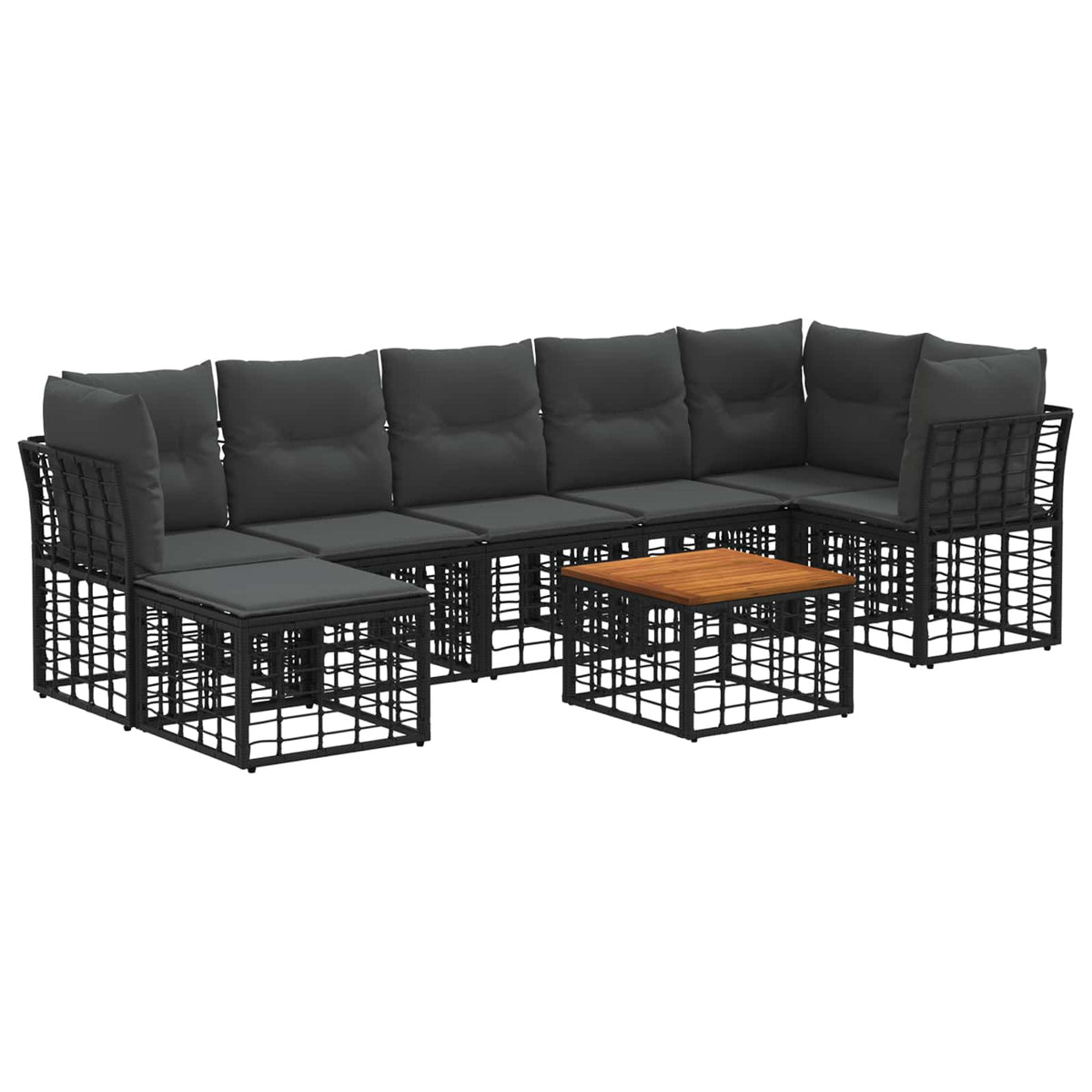 Set vanjskih sofa 8 kom. Crna i tamno siva Poliester