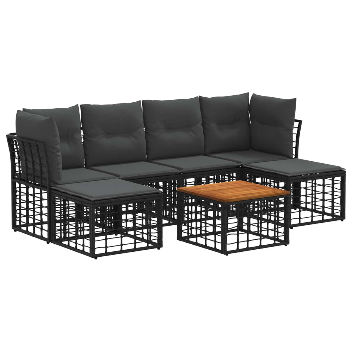 Set vanjskih sofa 7 kom. Crna i tamno siva Poliester