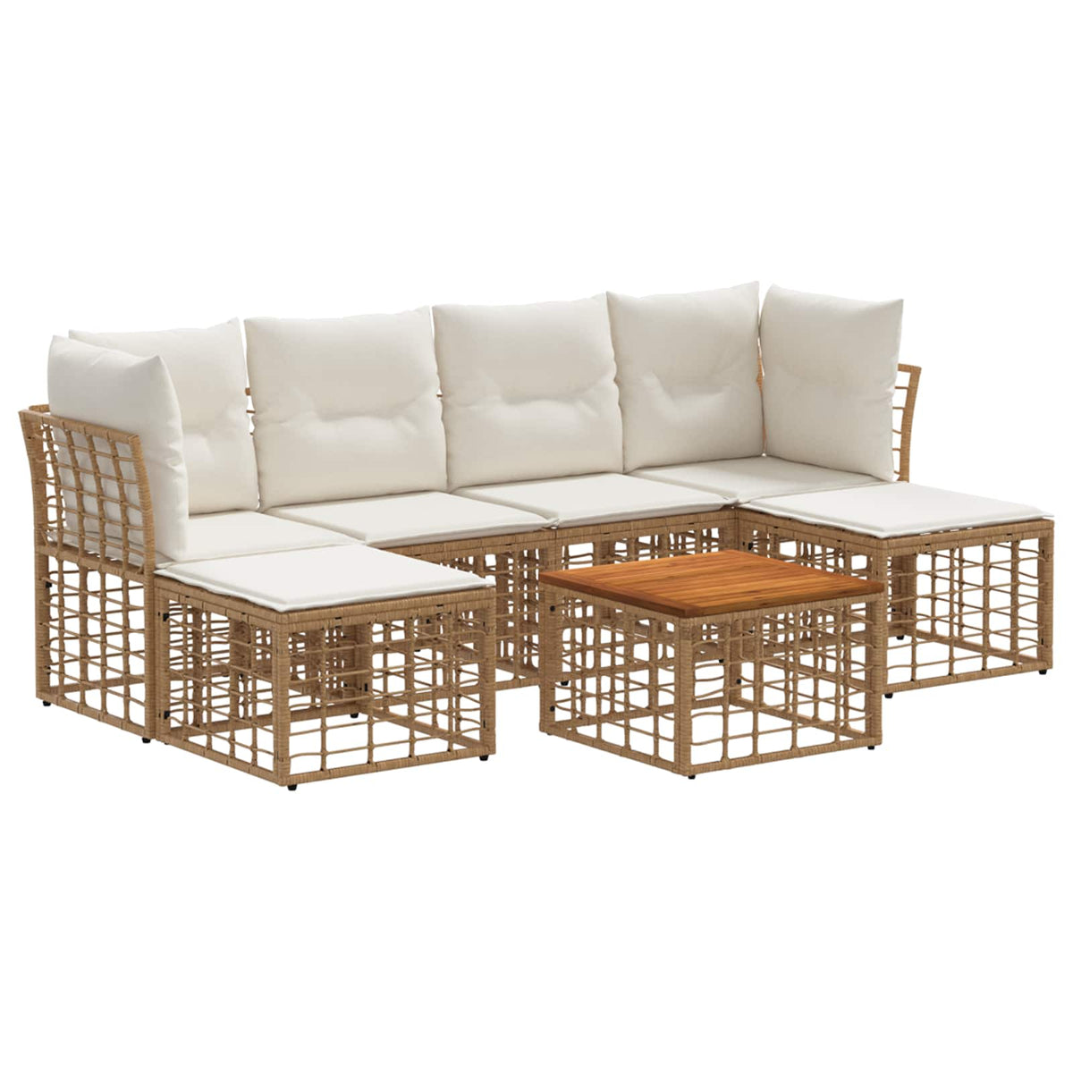 Set vanjskih sofa 7 kom. Prirodna i krema bijela Poliester