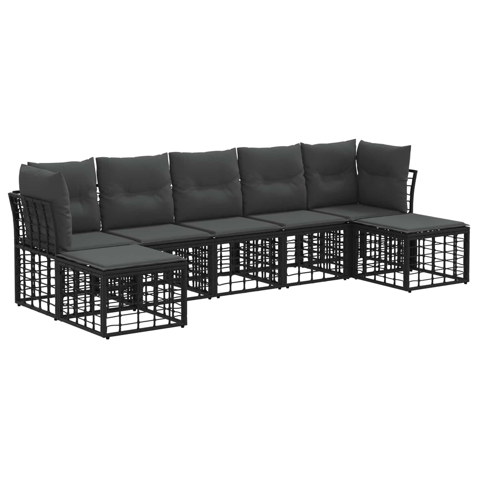 Set vanjskih sofa Crna Poliester