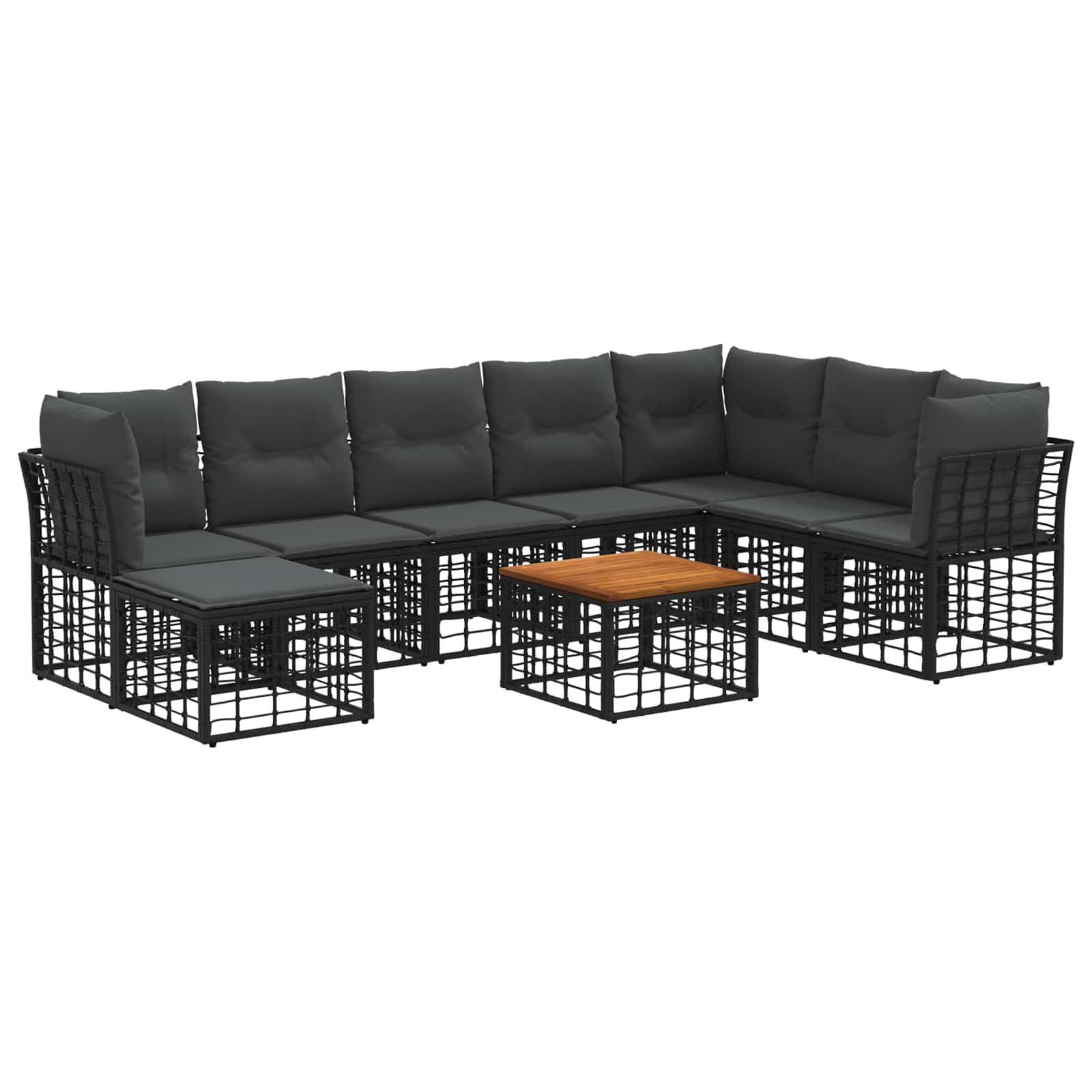 Set vanjskih sofa 9 pcs Crna i tamno siva Poliester