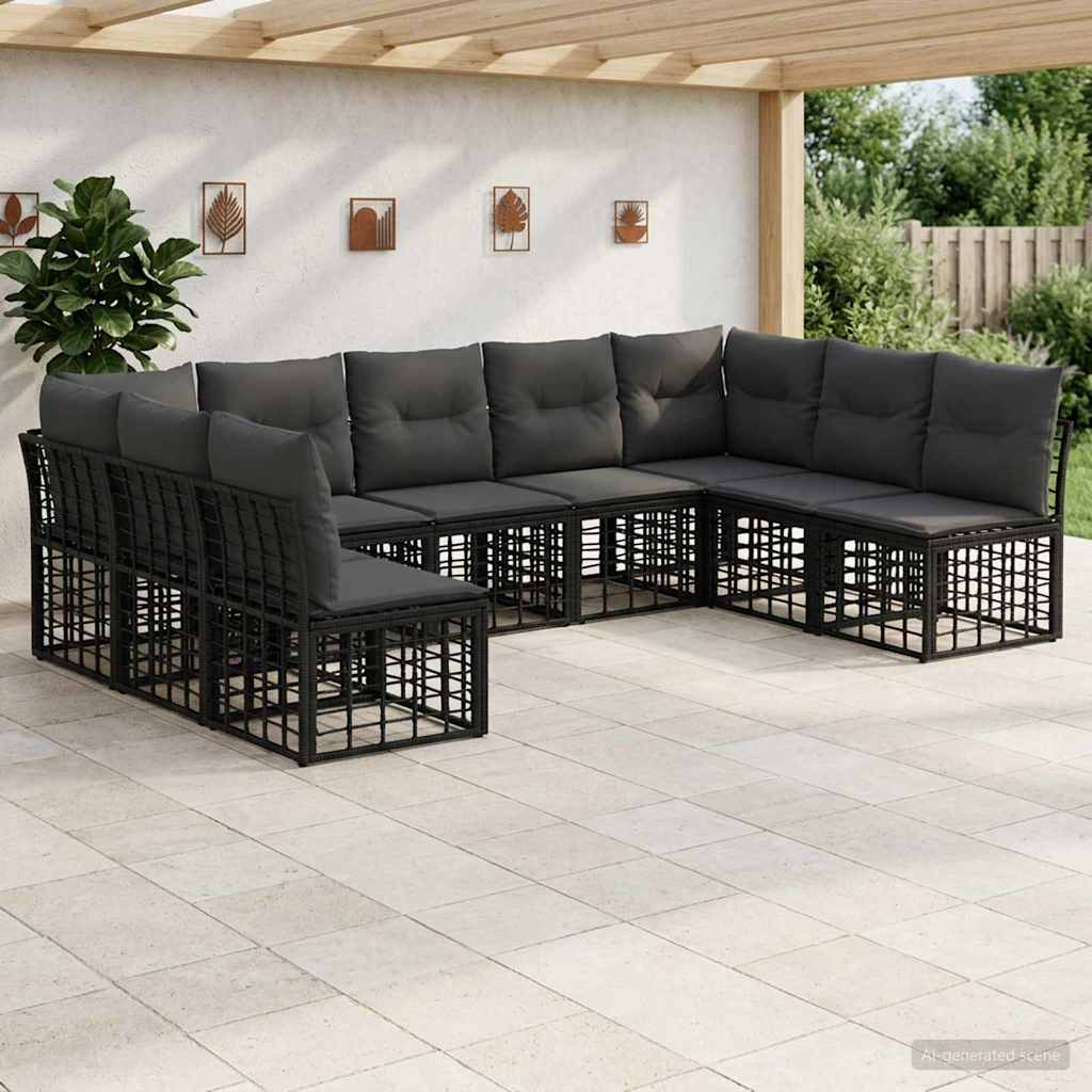 Set vanjskih sofa Crna Poliester