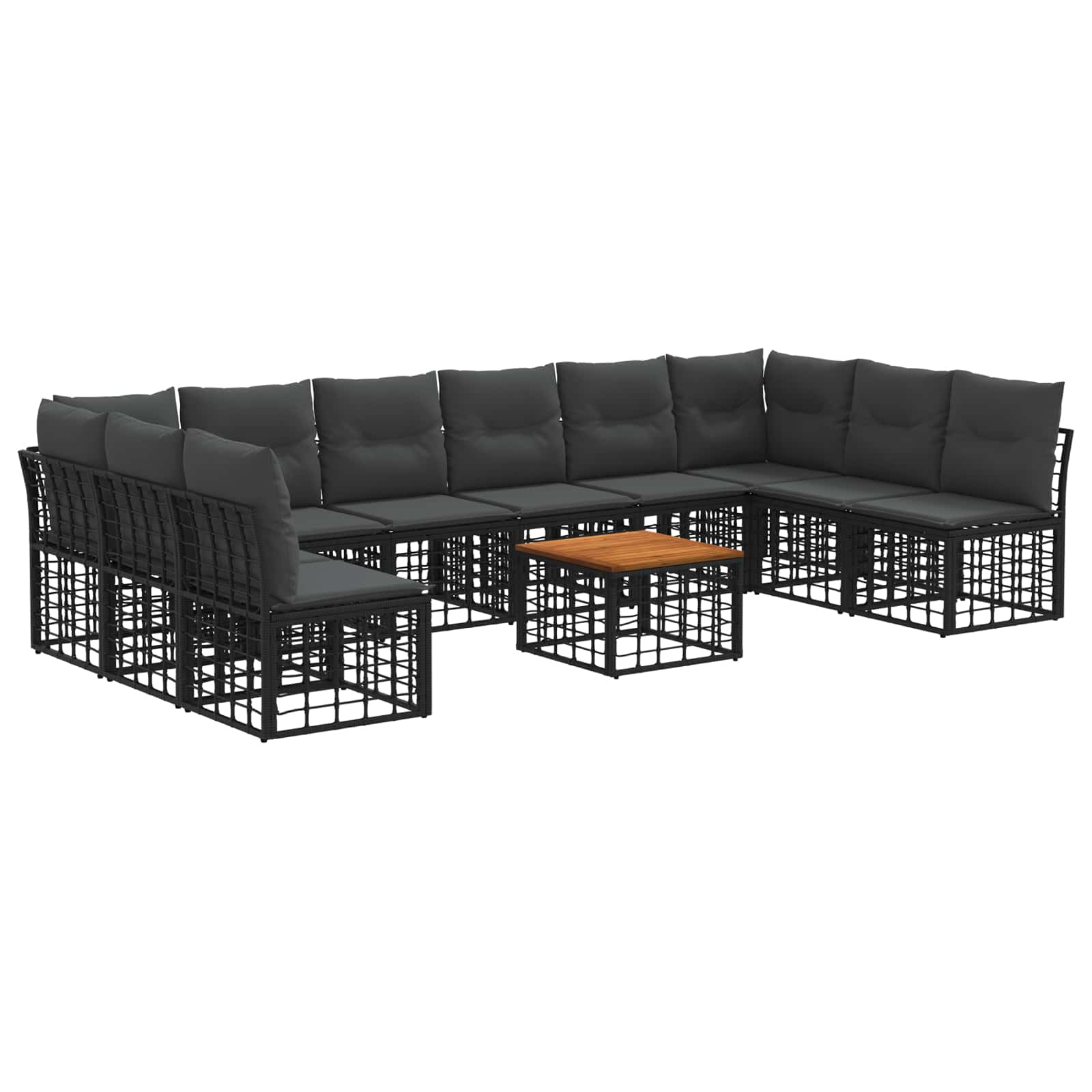 Set vanjskih sofa 11 pcs Crna i tamno siva Poliester