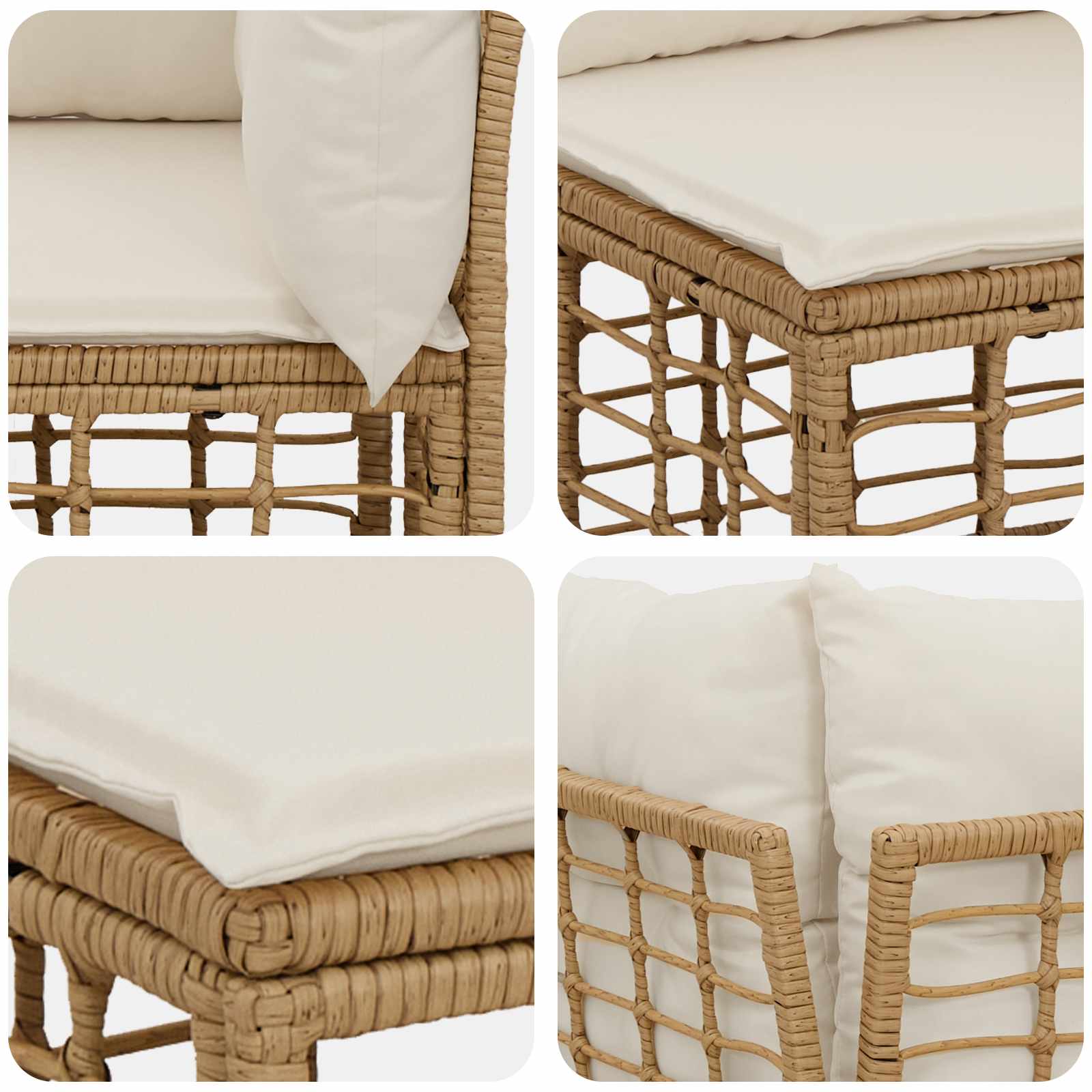 Set vanjskih sofa s jastukom 6 pcs Prirodna Poliester