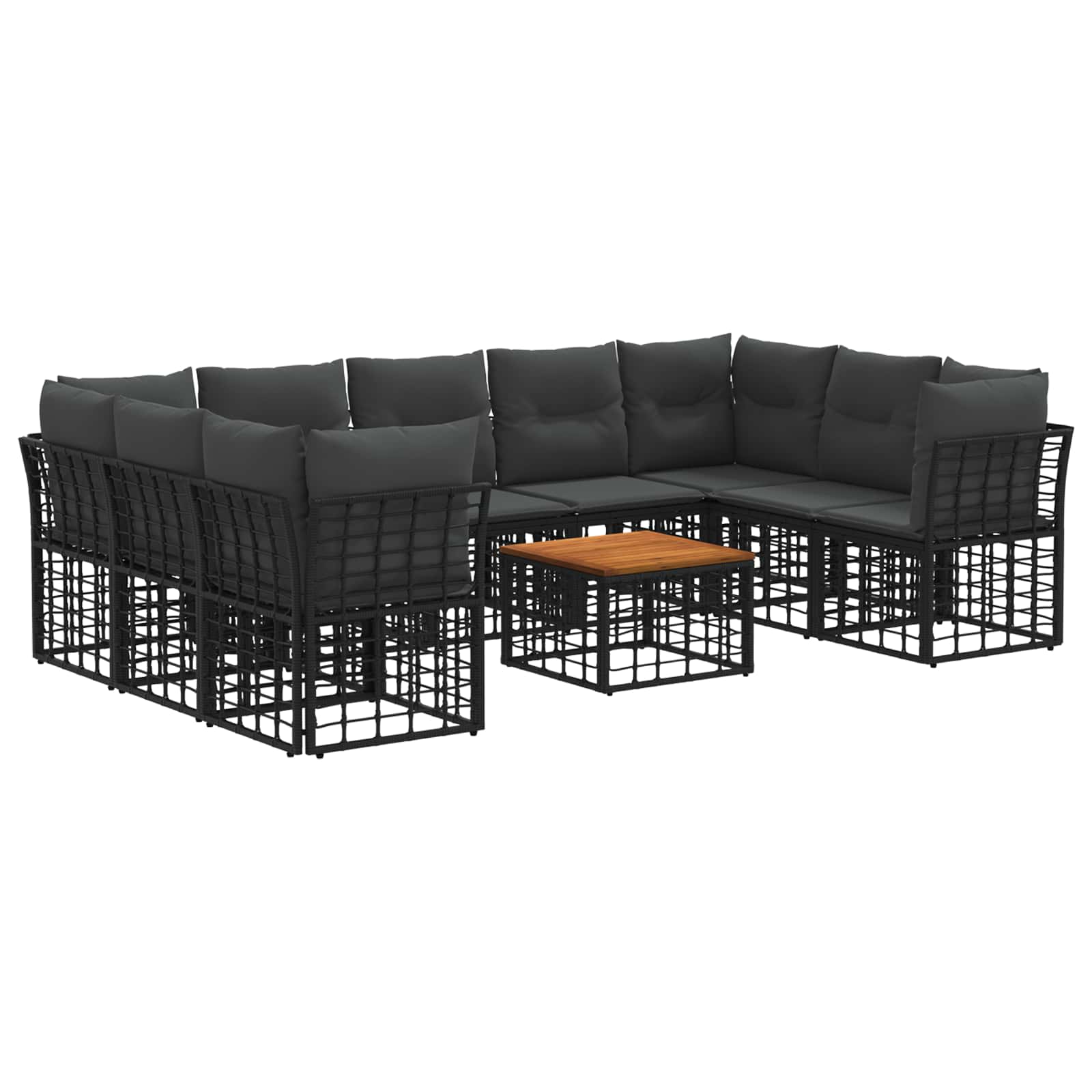 Set vanjskih sofa 10 pcs Crna i tamno siva Poliester