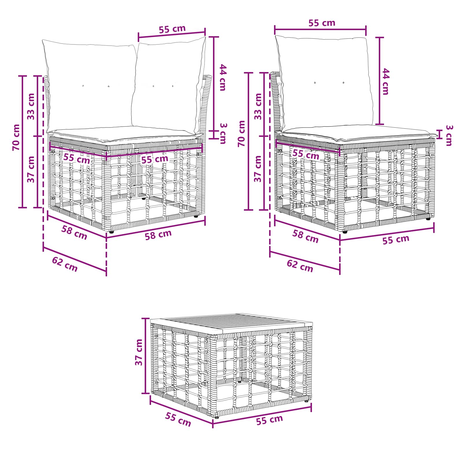 Set vanjskih sofa 10 pcs Prirodna i krema bijela Poliester