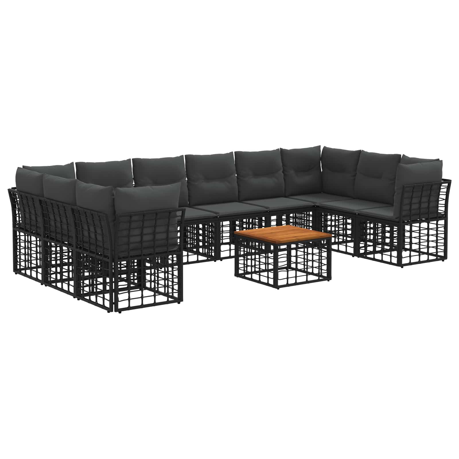 Set vanjskih sofa 11 pcs Crna i tamno siva Poliester